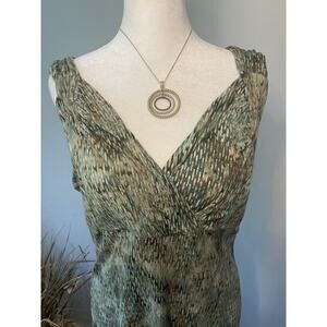 Nomadic Traders Women’s L Sundress Brown W/ Aqua Blue Print